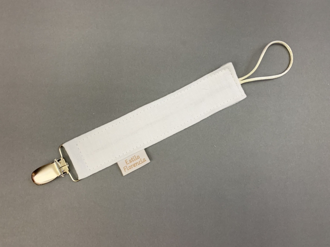 Porta Chupete lino blanco