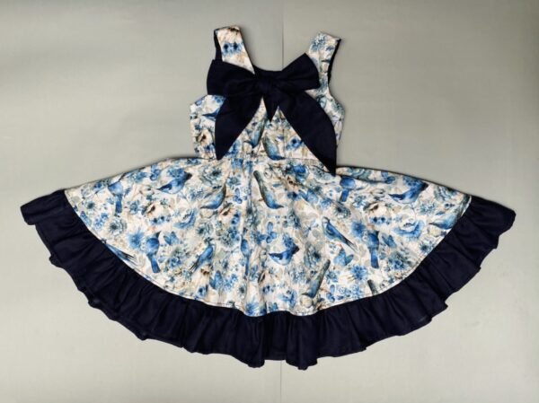 Vestido Pasiflora con lazo, Pajaritos azul - Imagen 3