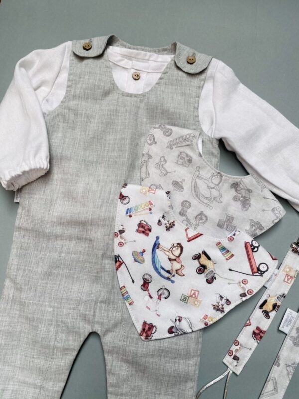 Camisa polo, lino Blanca manga larga - Imagen 2