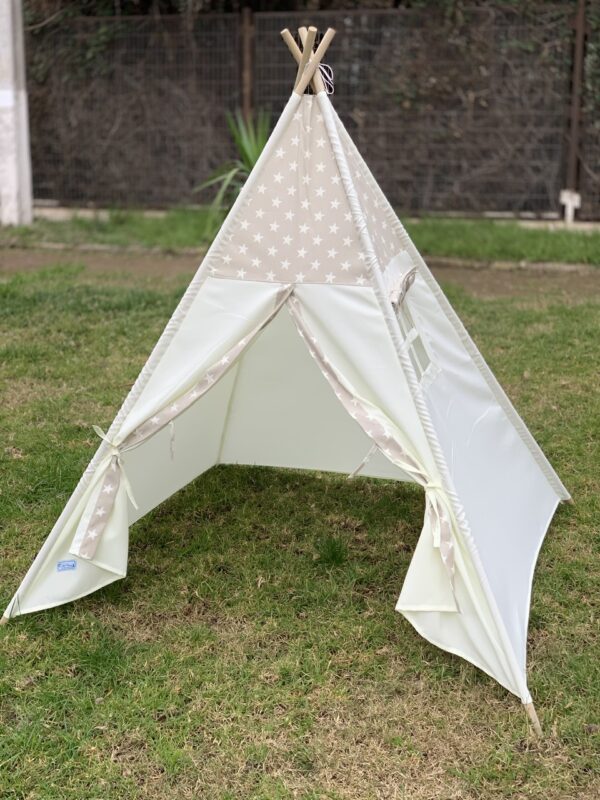 Carpa Tipi Tent beige arena estrellas. - Imagen 2