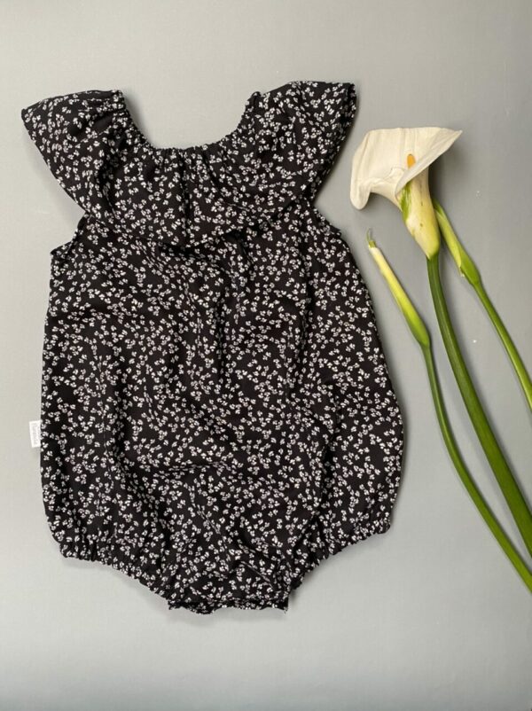 Enterito Camelia Negro y flores - Imagen 2