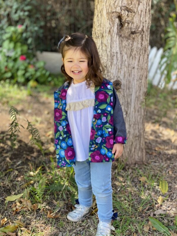 Chaqueta reversible, Mezclilla y flores