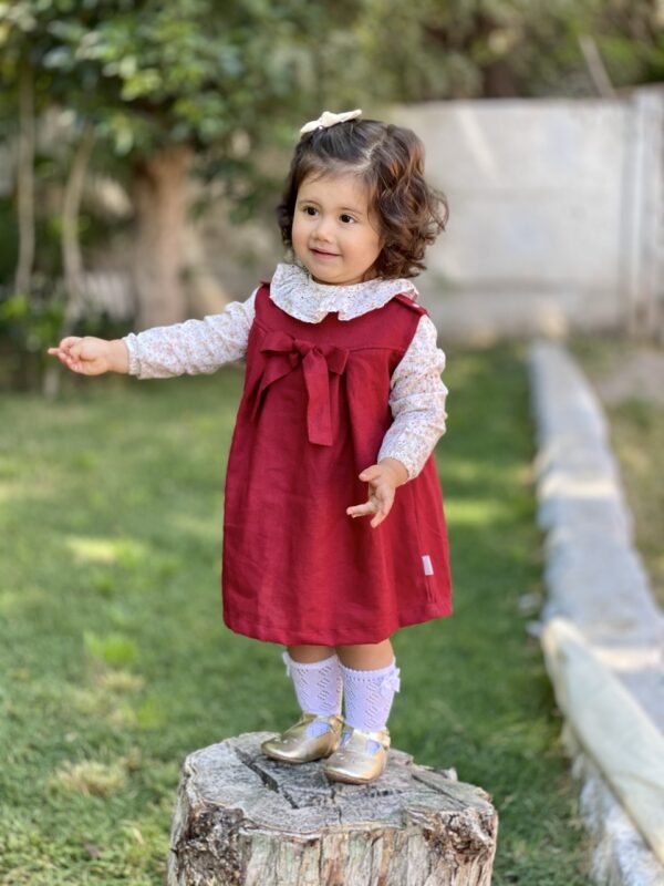 Vestido Abedul lino rojo italiano - Imagen 8