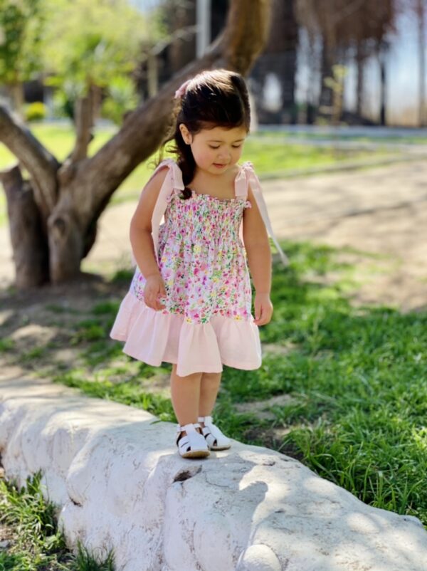 Vestido Crespon Magnolia y rosa