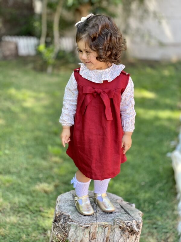 Vestido Abedul lino rojo italiano - Imagen 3