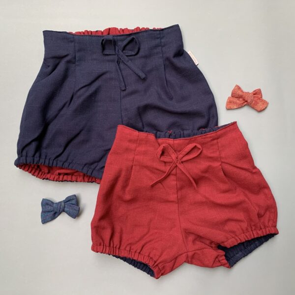 Short Bombacho reversible, azul marino y burdeo - Imagen 2
