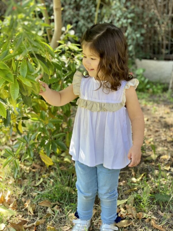 Blusa Hortensia Blanca y arena - Imagen 4
