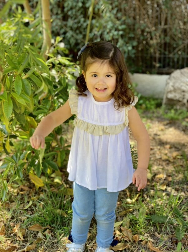 Blusa Hortensia Blanca y arena - Imagen 3