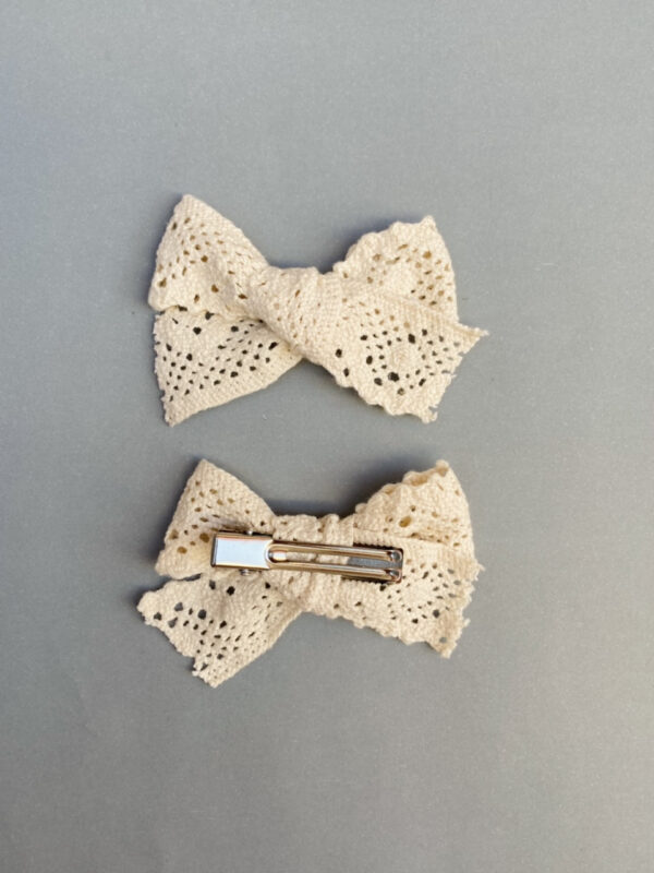Lazo mariposa mediana Macramé Crudo - Imagen 2