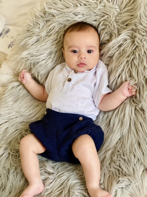 Camisa Polo, lino Blanca - Imagen 2