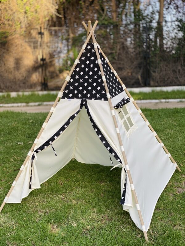 Carpa Tipi Tent con presillas, Negro Estrellas