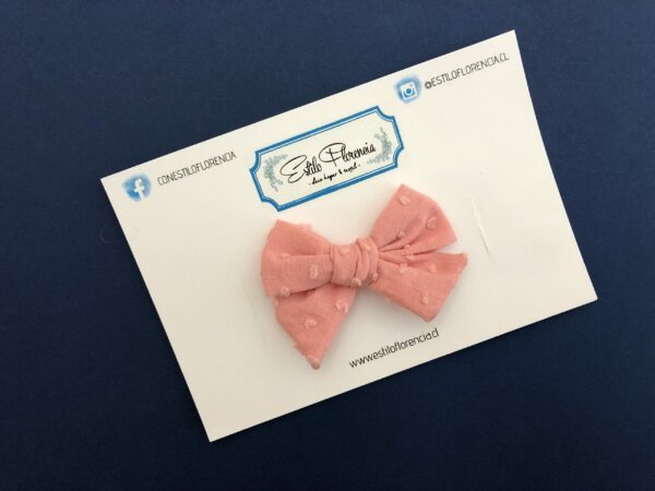 Lazo mariposa mediana plumeti rosado blush - Imagen 2