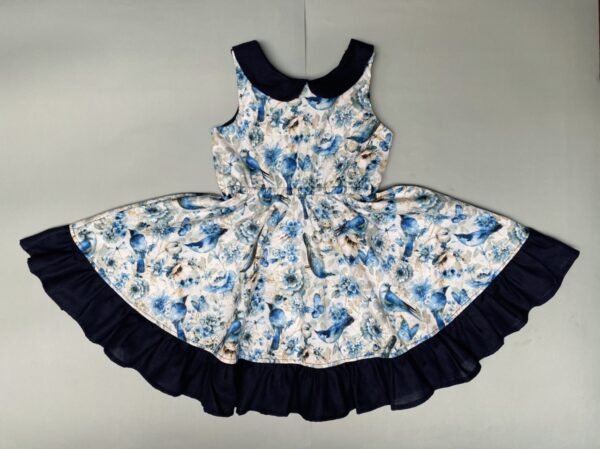 Vestido Pasiflora con lazo, Pajaritos azul - Imagen 2