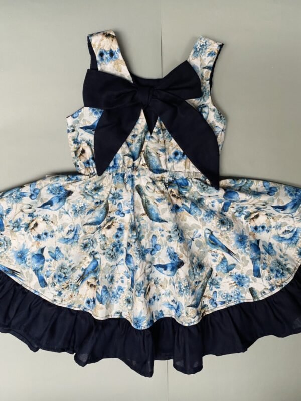 Vestido Pasiflora con lazo, Pajaritos azul