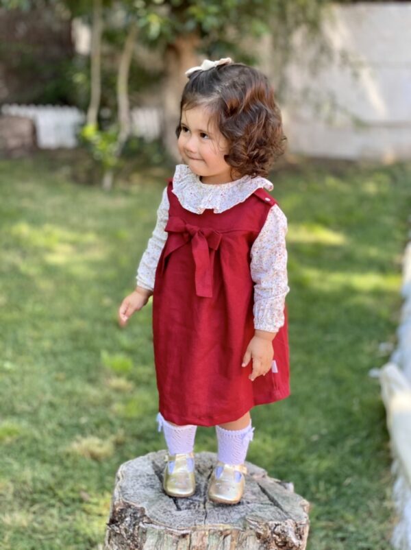 Vestido Abedul lino rojo italiano - Imagen 6