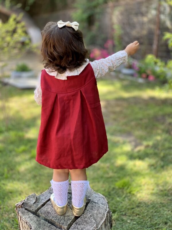 Vestido Abedul lino rojo italiano - Imagen 2