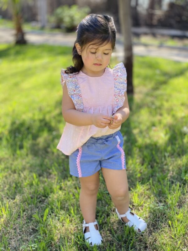Blusa Jacinto plumeti rosado y flores - Imagen 3