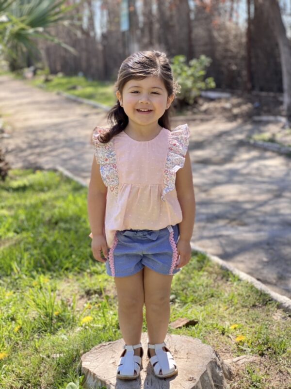Blusa Jacinto plumeti rosado y flores - Imagen 6