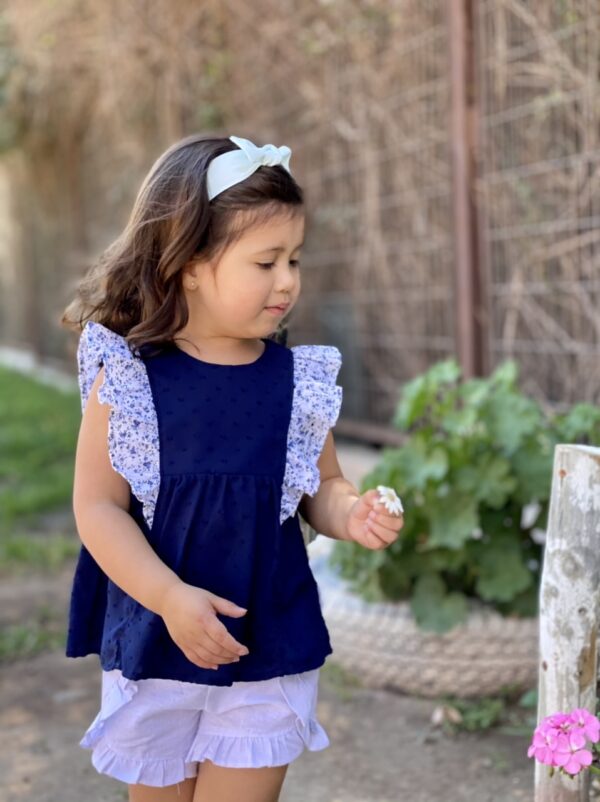 Blusa Jacinto plumeti azul y flores - Imagen 6