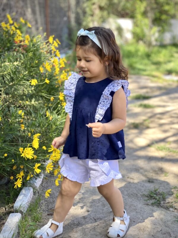 Blusa Jacinto plumeti azul y flores - Imagen 2