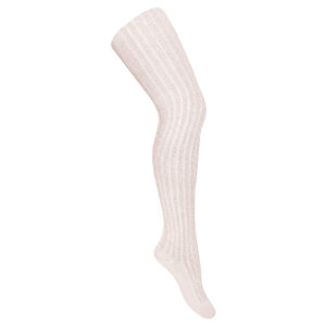 Leotardo canalé con lurex beige